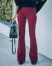 K Women's Pure Color High-waist Slim-fit Flared Pants With Elastic Waist; Casual Pants. No Bag_ecoleips.com