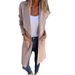 Lapel Solid Color Long Pocket Cardigan Wool Jacket Women's Clothing_ecoleips.com