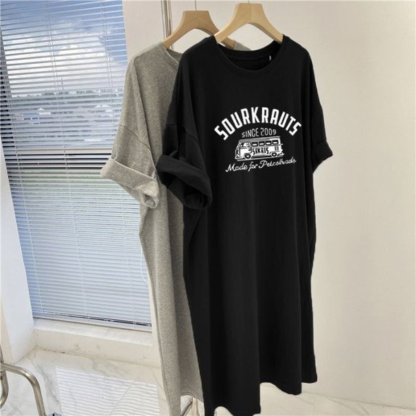 Korean Casual Minimalist Niche Design High-end Mid-length With Slit, Loose Fit, Slimming Effect, Trendy Women's Dress_ecoleips.com