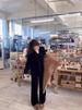 Women's Autumn Winter Wool Sweater Set V-Neck Knit Wide Leg Pants Loose Fit Casual Two-Piece Outfit Cozy Ins Style_ecoleips.com