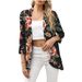 Women's Printed Knit Cardigan Lightweight Boho Chic Floral Solid Color 3/4 Sleeve Cover-Up Spring Summer Layering Essential_ecoleips.com