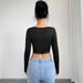 European And American Cross-border 2026 New Women's Deep V-neck Long-sleeve Lace Patchwork Ruched Short T-shirt_ecoleips.com