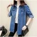 Women's Clothing Mid Length Slim Denim Shirt Women's Long Sleeved Shirt Base Cotton Denim Jacket With Large Size_ecoleips.com
