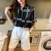 Women's Clothing commuter chiffon long sleeved shirt spring new style elegant silky chain printed long sleeved top_ecoleips.com