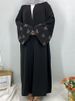New Diamond Bow Large Sleeves Muslim Women Kimono Abaya Nida Eid Holiday Dress Islam Modest Long Dresses With Sleeves Black Robe_ecoleips.com