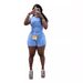 Verve Women's Ribbed Solid Color Round Neck Tight-Fitting Short Sleeve Top And Shorts Sports Casual Set_ecoleips.com