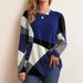 Aria Basics Aria Basics 2025 Spring European And American Button Geometric Color Block Long Sleeve Printed Loose T-Shirt_ecoleips.com