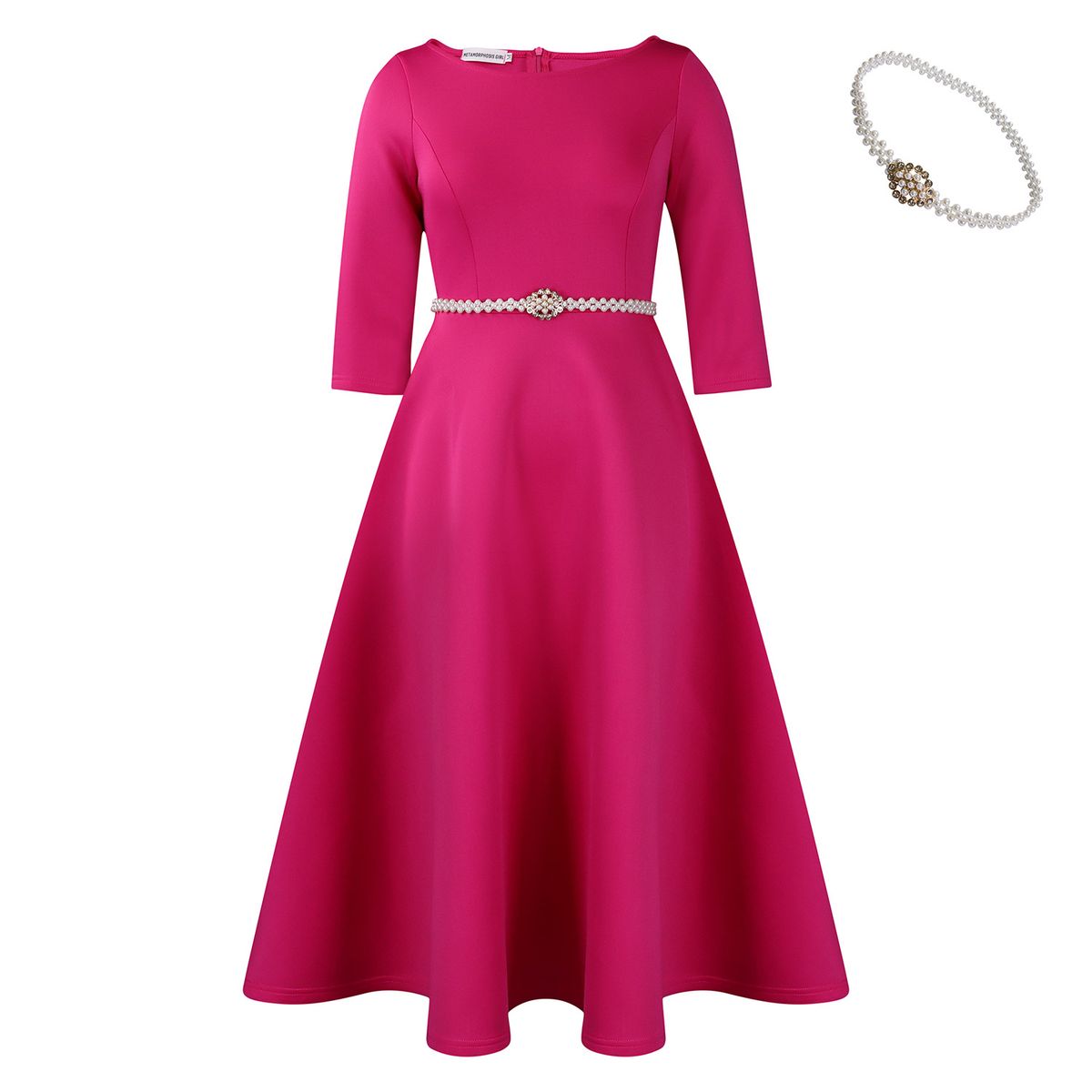 Women's Clothing Solid Color Big Swing Skirt Temperament Evening Dress_ecoleips.com