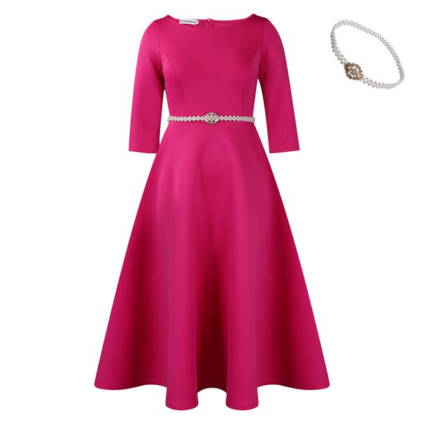 Women's Clothing Solid Color Big Swing Skirt Temperament Evening Dress_ecoleips.com