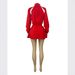 Women's Clothing Long Sleeved Color Block Jacket With Stand Collar Zipper Detailing High Waist Drawstring Pleated Skirt Two Piece Set_ecoleips.com