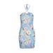 AD188 Cross-Border Fashion Sexy Metal Ring Halter Neck Mesh Printed Sleeveless Slim Fit Bodycon Backless Dress_ecoleips.com