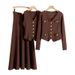 Women’s Clothing slim fit skirt sweater three piece suit for women spring and autumn new vest knitted cardigan suit_ecoleips.com