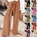 Women's Clothing New Loose Casual Trousers Solid Color Drawstring Bohemian Beach Pants_ecoleips.com