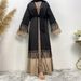 Verve Muslim Tassel Lace Patchwork Fashion Long Dress Women's Zipper Cardigan Tie Robe 1505_ecoleips.com