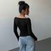 Voya New Women's Clothing V-neck Long Sleeved Brushed Pit Stripe Knitted Top Solid Color Sexy Slim Fit Short Base Shirt For Women_ecoleips.com