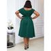 Summer New Arrival Independent Station European And American Plus-size Women's Sexy Deep V-neck Flared Dress Gown_ecoleips.com