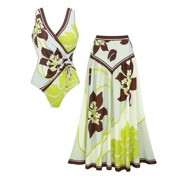 Elegant Long-Sleeve Rash Guard Swimsuit – UPF 50+ Sun Protection One-Piece With Slimming Digital Print_ecoleips.com