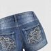 High Waisted Women's Denim Shorts European American Style Eagle Head Embroidery Rhinestone Detail Washed Hot Pants_ecoleips.com