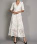 Elegant V Neck White Lace Long Dress Temperament Commute Floral Evening Party Gown Formal Dinner Dress_ecoleips.com