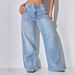 Foreign Trade European And American Cross-border Women's Rhinestone-washed Jeans, Plus-size Low-waist Loose Buttoned_ecoleips.com