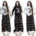 Southeast Asian Style Women's Matching Set - Long Sleeve Cartoon Print Top With Bow Detail & Wide Leg Pants_ecoleips.com