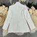 Women's Slim Fit Stand Collar Blazer Jacket - European Style Solid Color Short Suit Coat For Autumn, Black/White_ecoleips.com