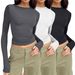 Women's Clothing Slim Fit Long Sleeve T-Shirt 3-Pack – Soft Polyester Round Neck Casual Top For Everyday Wear_ecoleips.com
