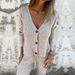 New Casual Sweater Set Long-sleeved Breasted V-neck Knitted Cardigan Tether Trousers_ecoleips.com