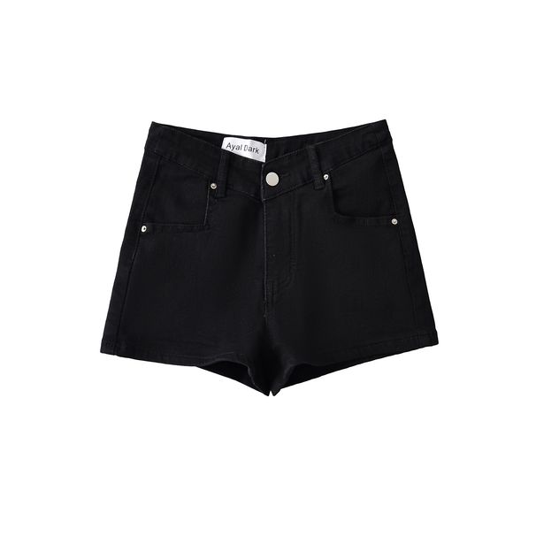2025s Korean Style Spicy Girl Bodycon Denim Shorts For Women 2025 New V-Waist Sexy Tight Elastic Long-Leg Hot Pants_ecoleips.com