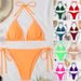 Women's Clothing Women's Style Solid Color Two Piece Swimsuit Sexy Push-Up Deep V Bikini Tight Fitting High End_ecoleips.com