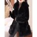 Luxury Mink Fur Coat For Women - Fox Fur Collar, Slim Fit, Elegant Winter Outerwear With Belt, Black/Brown/White_ecoleips.com