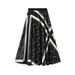 Women's Clothing Pleated Letter Printed Skirt For Women Autumn New Elastic Waist Mid Length Large Swing Umbrella Skirt_ecoleips.com