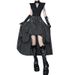 Women's Gothic Style Striped Midi Skirt XS25192 Two-Way Design Perfect for Banquets_ecoleips.com