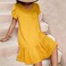 Women's V-Neck Casual Dress – Lightweight Short Sleeve Solid Color Relaxed Fit Maxi Dress For Everyday Wear_ecoleips.com