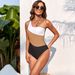 Women's Clothing Design Swimsuit Solid Color Splicing One Piece Swimsuit Female_ecoleips.com