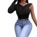 Voya Women's T-shirt For Spring And Summer, V-neck, Single-sided Long Sleeved Design, Slimming Top Design, Slimming Top_ecoleips.com