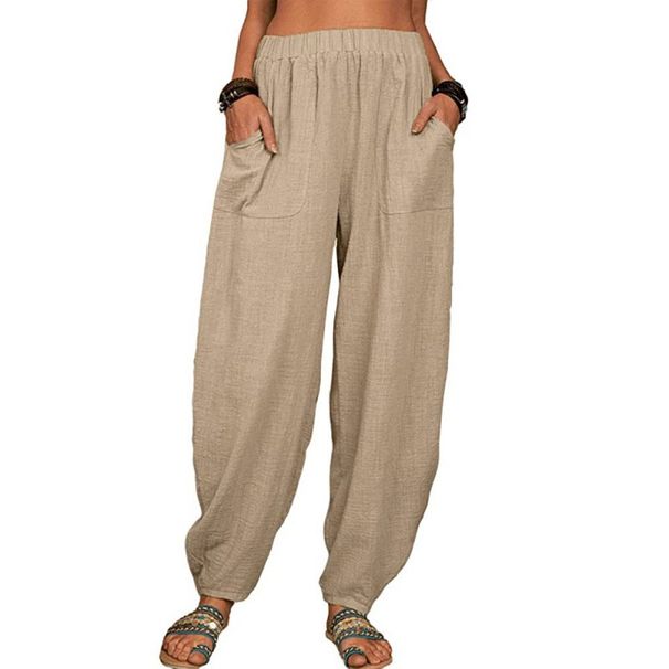 Women's Casual Loose Harem Pants Cotton Linen Blend Comfortable Home Wear European American Style Spring Autumn Summer_ecoleips.com
