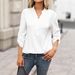 Women's V Neck Half Open Button Shirt Versatile Stylish Top For Hot Selling_ecoleips.com