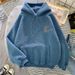 Women's Clothing Fleece Hoodie – Oversized Cozy Pullover With Hood, Soft Sherpa Lining, Trendy Streetwear For Fall & Winter (Apricot, Blue)_ecoleips.com