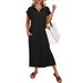 Women's Elegant Loose Polo Collar Knit Dress Long Slit Fashionable Spring Summer_ecoleips.com