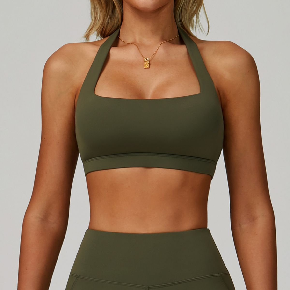 Women's High Intensity Sports Bra Summer Halter Neck Yoga Top Open Back For Running Fitness_ecoleips.com