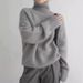 K Lazy Style High Neck Knitted Sweater For Women, Soft And Sticky Solid Color, Loose Fit, Comfortable Inner Layer, Women's Temperament Sweater_ecoleips.com