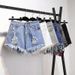 2025s Plus Size Denim Frayed Shorts For Women Summer High Waist Fat MM 100kg Loose Slimming Ripped Wide Leg Student A-line Hot_ecoleips.com