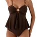 Adjustable Tankini Swimsuit – Metallic Seashell Design With Removable Straps | High-Waisted & Backless For Full Coverage_ecoleips.com