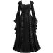 Aria Basics Aria Basics 2022 Foreign Trade European And American Medieval Retro Hooded Square Neck Tie Bell Sleeve Flared Dress_ecoleips.com