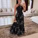 Summer New Fashion Sexy Printed Long Dress For Women Halter Neck Tie_ecoleips.com