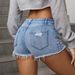 Women's Low Rise Distressed Denim Shorts Frayed Edges Casual Ripped Knit Fabric Summery Hot Girl Style_ecoleips.com