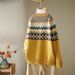 Women's Clothing Autumn And Winter Women's Retro Love Jacquard Round Neck Sweater Women's Loose Ethnic Style Sweater Cardigan Jacket Women's_ecoleips.com