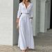 2026 New Spring Women's Clothing, Cross-Border European American Fashion Outfit, Casual Solid Color Top And Loose Long_ecoleips.com