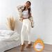 Women's Clothing Women's High-Waisted Lambswool Leggings Fashionable Hip Lifting Slim Fit Straight Leg Design For Outerwear_ecoleips.com